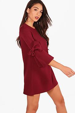 Boohoo Deanna Bow Sleeve Detail Formal Shift Dress
