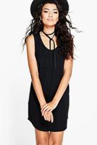 Boohoo Marla Basic Ribbed Racer Back Pocket Shift Dress