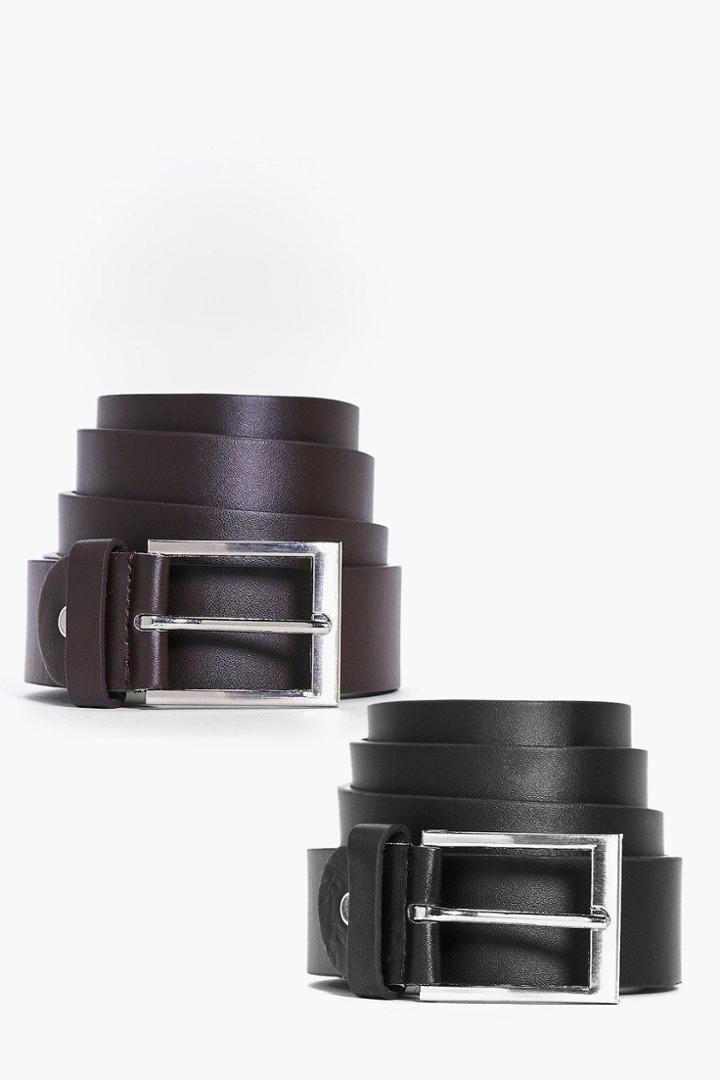 Boohoo 2 Pack Leather Look Belt Multi