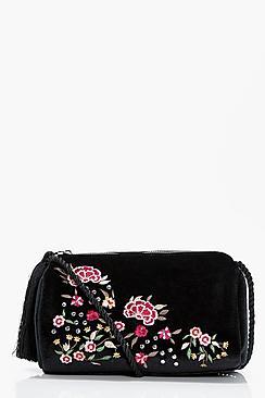 Boohoo Laura Embroidery & Stud Cross Body Bag