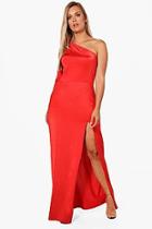 Boohoo Plus Kerry Slinky One Shoulder Split Maxi Dress