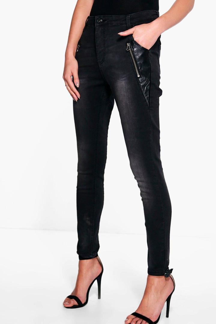 Boohoo Tina Distressed Skinny Jeans Black