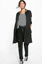 Boohoo Megan Stripe Bomber Jacket Black