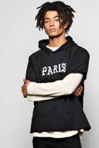 Boohoo Short Sleeve Boxy Hoodie With Paris Prints Black