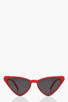 Boohoo Red Triangular Cat Eye Sunglasses