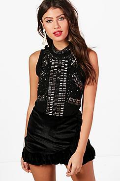 Boohoo Olivia Stud Crystal Embellished Body