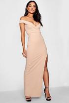 Boohoo Wrap Top Off Shoulder Maxi Dress