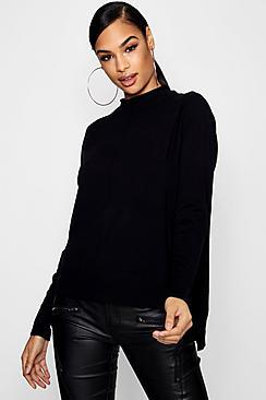Boohoo Lily Soft Knit Dip Hem Polo Neck