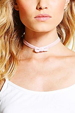 Boohoo Mya Velvet Bow Skinny Choker 2 Pack