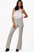 Boohoo Hannah Stripe Wide Leg Flare Trouser