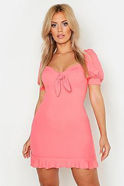 Boohoo Plus Peasant Sleeve Fitted Dress