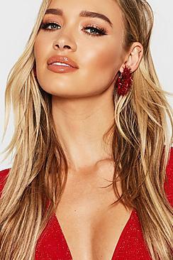 Boohoo Red Tinsel 3.5cm Hoop Earrings