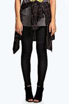 Boohoo Livvy Biker Ribbed Knee Denim Look Jeggings