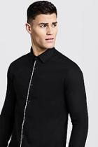 Boohoo Slim Fit Long Sleeve Shirt With Placket Piping