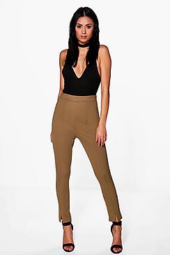 Boohoo Sahara Seam Front Split High Waist Crepe Leggings