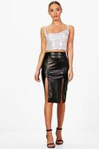 Boohoo Trudy Leather Look Split Layer Mini Skirt