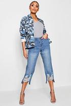 Boohoo Hailey Cropped Distressed Straight Leg Jeans