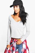 Boohoo Niamh Extreme Wide V Long Sleeve Top