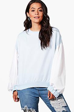 Boohoo Plus Anna Balloon Sleeve Contrast Sweat