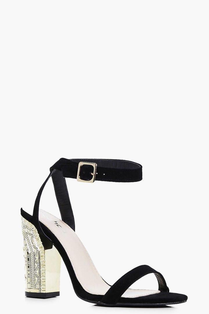 Boohoo Vanessa Unicorn Block Heel Two Part Black