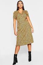 Boohoo Plus Leopard Print Wrap Midi Dress
