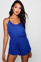 Boohoo Draped Strappy Back Jersey Playsuit