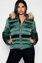 Boohoo Plus Belted Puffer Jacket