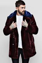 Boohoo Contrast Collar Faux Fur Overcoat