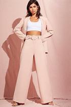 Boohoo Wide Leg Belted High Waisted Pants