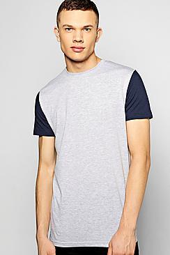 Boohoo Longline Contrast T Shirt With Step Hem