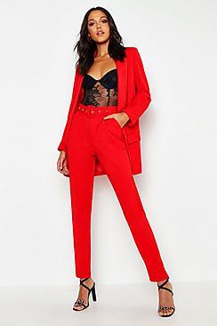 Boohoo Tall Self Belt Tailored Trouser
