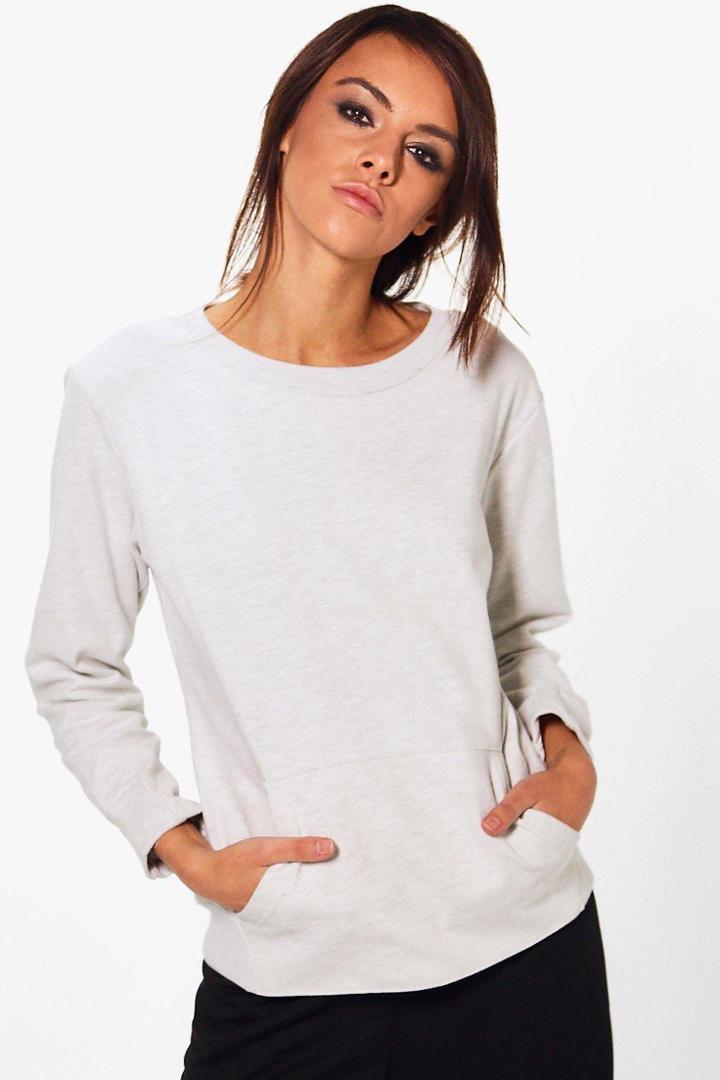 Boohoo Laura Premium Supersoft Pocket Sweat Cream