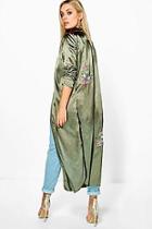 Boohoo Plus Emilie Embroidered Satin Duster