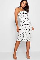 Boohoo Vic Assymetric Strap Polka Dot Midi Dress