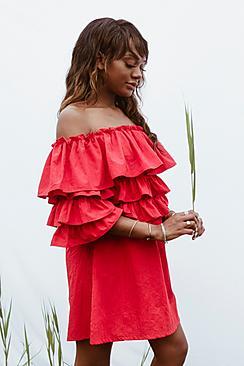 Boohoo Nelly Off Shoulder Ruffle Shirt Dress