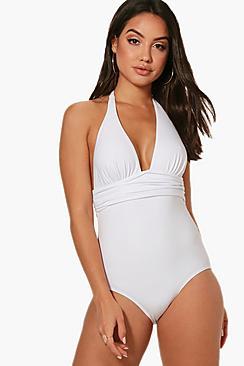 Boohoo Rome Plunge Halterneck Swimsuit