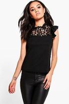 Boohoo Petite Kayleigh Frill Lace Detail Top