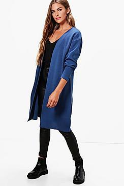 Boohoo Jennifer Half Rib Sleeve Midi Cardigan