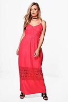 Boohoo Plus Kara Crochet Insert Plunge Maxi Dress