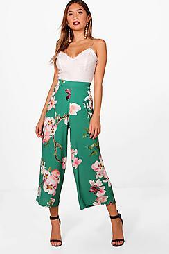 Boohoo Lana Oriental Wide Leg Trouser