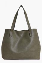 Boohoo Victoria Basic Popper Shopper Bag Khaki