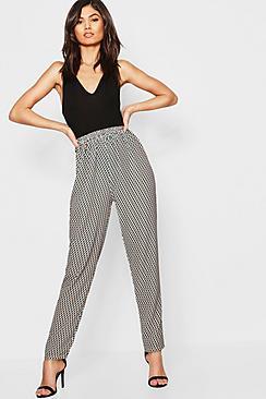 Boohoo Geo Print Satin Tapered Trouser