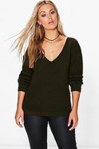 Boohoo Plus Cally Oversized V-neck Jumper