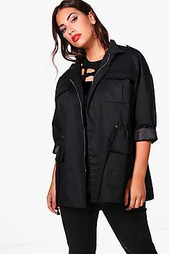 Boohoo Plus Utility Lightweight Parka Jacket