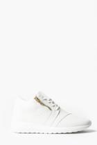Boohoo Zip Detail Lace Up Trainer White