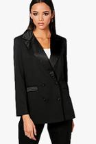 Boohoo Jade Satin Lapel Oversized Boyfriend Blazer