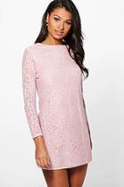 Boohoo Ismita Lace Long Sleeve Shift Dress