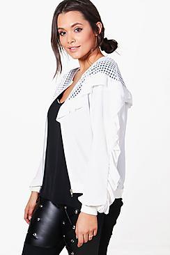Boohoo Plus Alicia Frill Detail Bomber Jacket