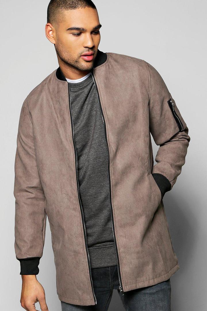Boohoo Suedette Bomber Jacket Grey