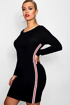 Boohoo Plus Side Stripe Bodycon Dress